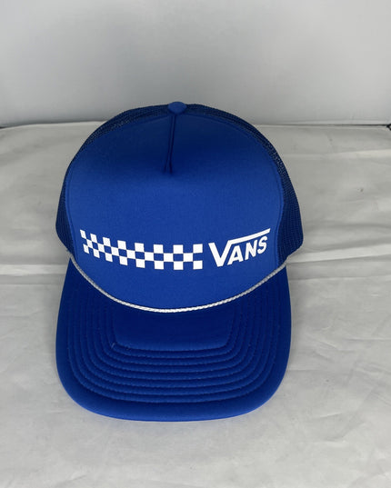 VANS~Mens Hat Blue Snapback Trucker Rope Brim Mesh White Checkered~Otto Cap