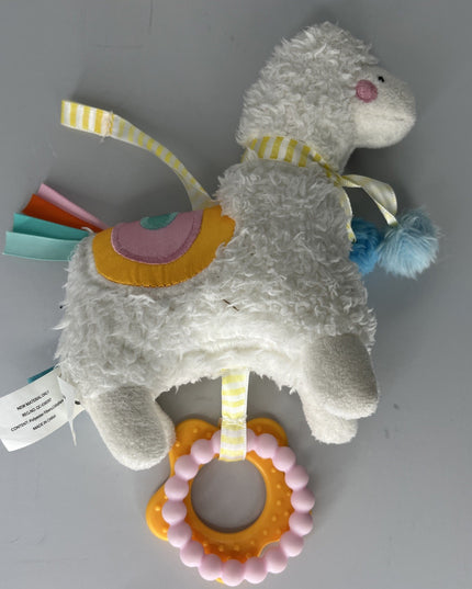 Manhattan Toy White Llama Baby Plush Teether Toy Stuffed Animal Alpaca 7” Bell