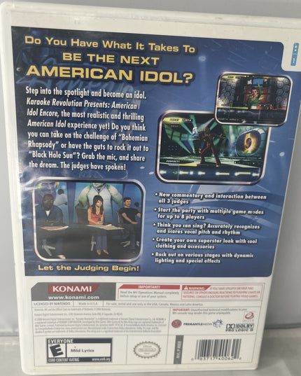 Karaoke Revolution : American Idol Encore (Nintendo Wii, 2008)Case Only- No Disc