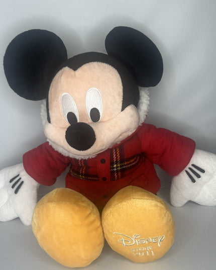 Mickey Mouse 2011 Disney Store Winter Red Plaid Hooded Jacket Coat
