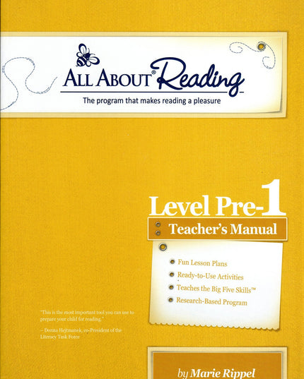 All About Reading Level Pre-reading (aka Pre-1) Teachers Manual (All About Read