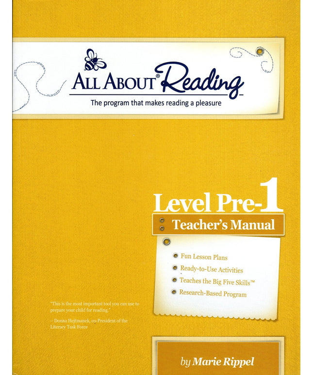 All About Reading Level Pre-reading (aka Pre-1) Teachers Manual (All About Read
