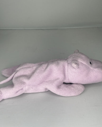 VTG Ty Beanie Babies Happy The Hippo 1993 Purple Bean Bag Stuffed Animal 9”