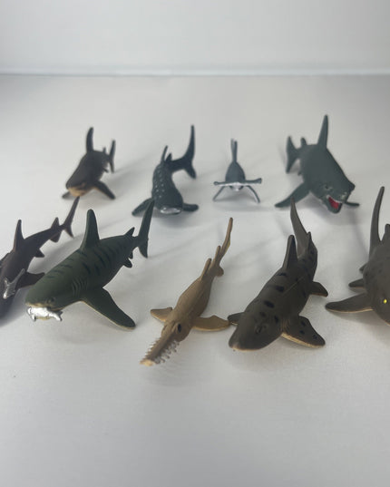 K&M Int. Set Of Nine 1” Tall - Shark Figures