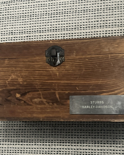 2 Harley Davidson Whiskey Glasses Engraved - Inside A Wood Case