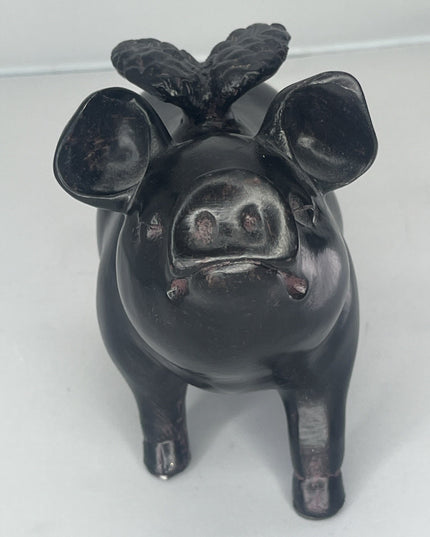 Pig with wings decorative wood sculpture