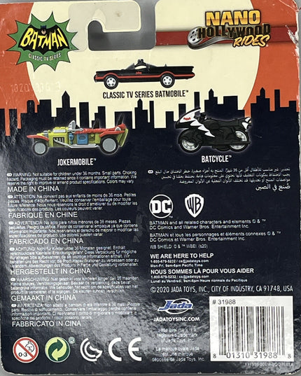 Jada  NANO HOLLYWOOD RIDES - BATMAN Classic TV Batmobile, Batcycle, Jokermobile