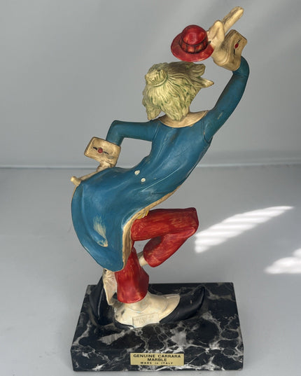 DEPOSE hat-tipping clown statue on marble base, #945