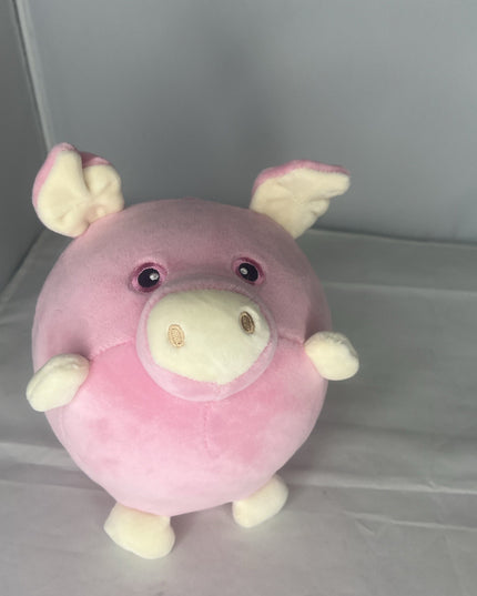 Pink Pig Plush Stuffed Animal Squish 6” Round Squeeze Plush by Bullsitoy