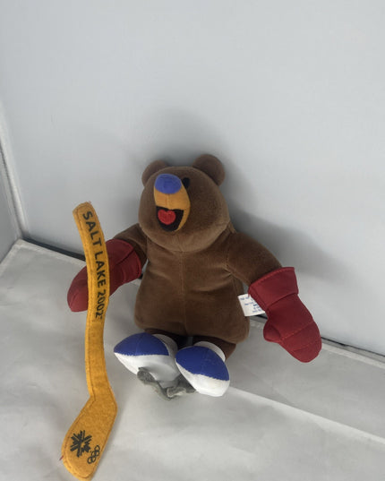 2002 Salt Lake City Winter Olympics Coal The Bear Beanbag 9" Plush Hockey