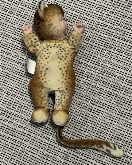 Anne Geddes Baby Leopard Sleeping Baby Doll Plush 9" Vinyl Vintage 2000