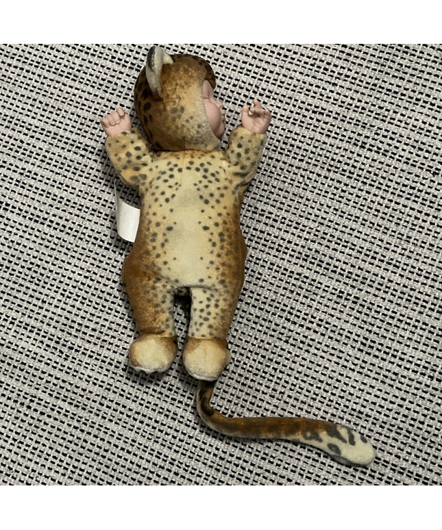 Anne Geddes Baby Leopard Sleeping Baby Doll Plush 9" Vinyl Vintage 2000