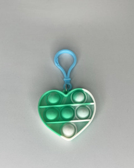 Silicone Heart Shaped Fidget Popper Toy With Keychain