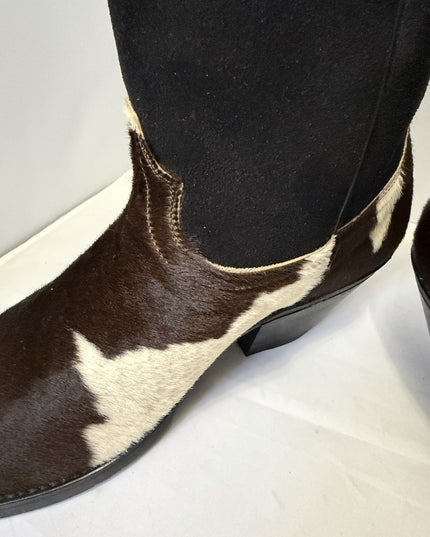 Code West By Dan Post Vintage Hair On Hide Cowboy Boots Womens 10 D Beautiful