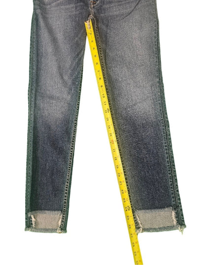 New Womens Hudson Jeans | 27 Mid-Rise Cat Skinny | Fringe Cut Out Bottom |  Blue
