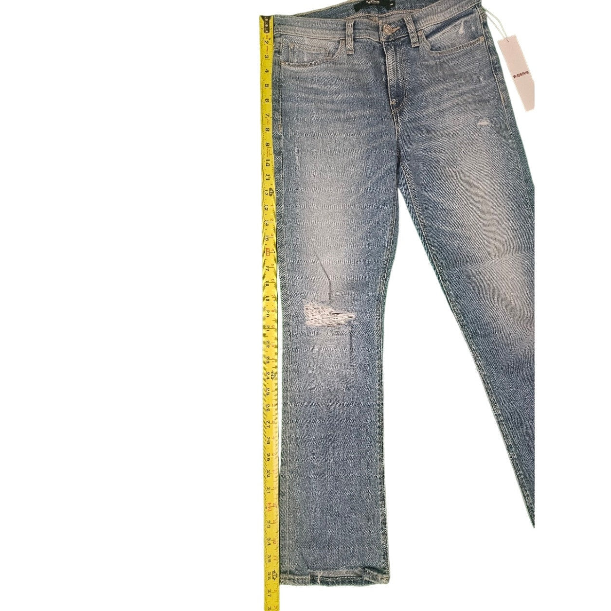 New Womens Hudson Jeans |size 26| Nico Mid-Rise Straight Ankle |  Blue Distress