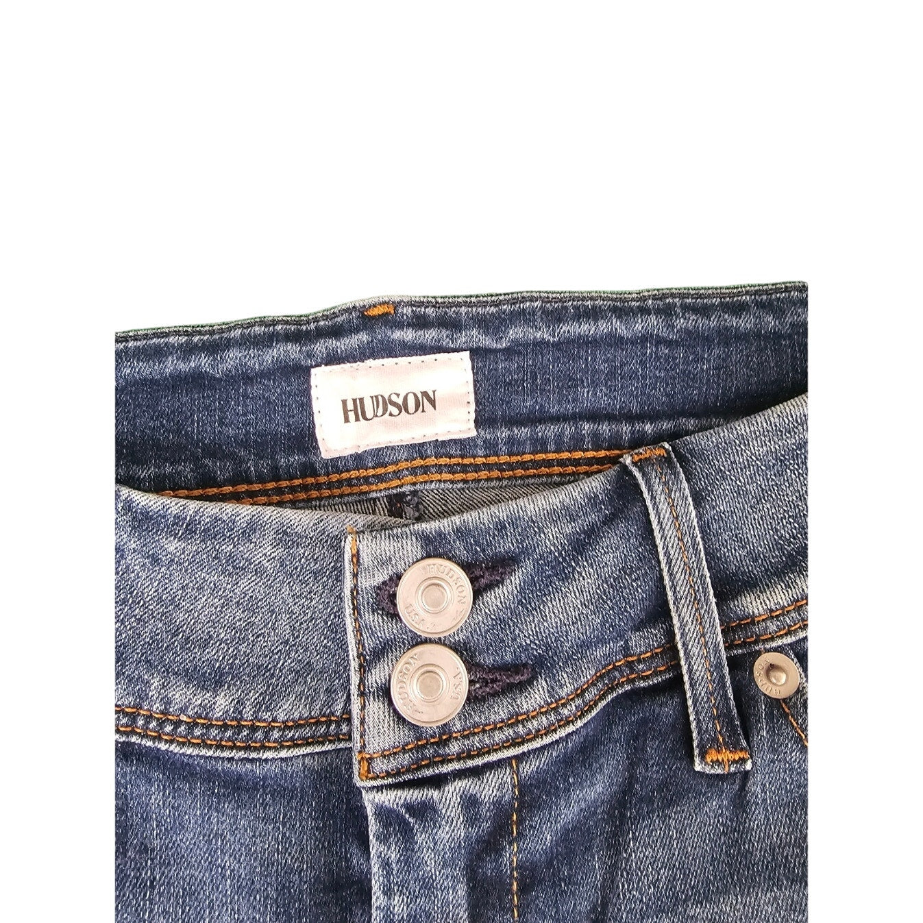 New Womens Hudson Jeans | 27 Mid-Rise Cat Skinny | Fringe Cut Out Bottom |  Blue