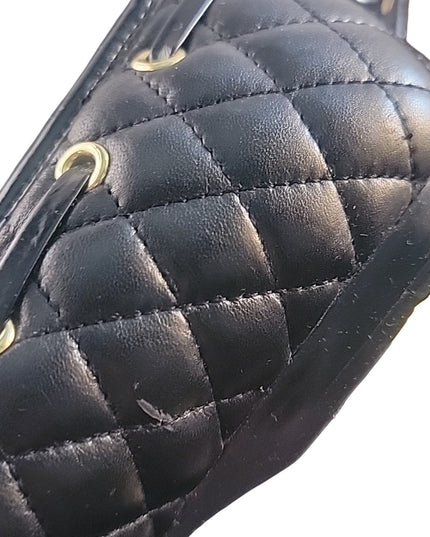 RALPH LAUREN | Black & Gold Quilted Bow Flat | sz 8.5