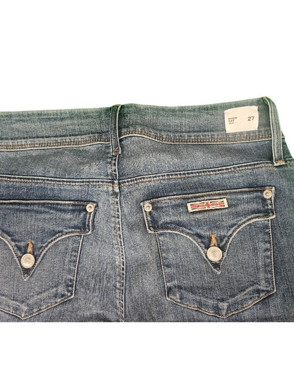 New Womens Hudson Jeans | 27 Mid-Rise Cat Skinny | Fringe Cut Out Bottom |  Blue