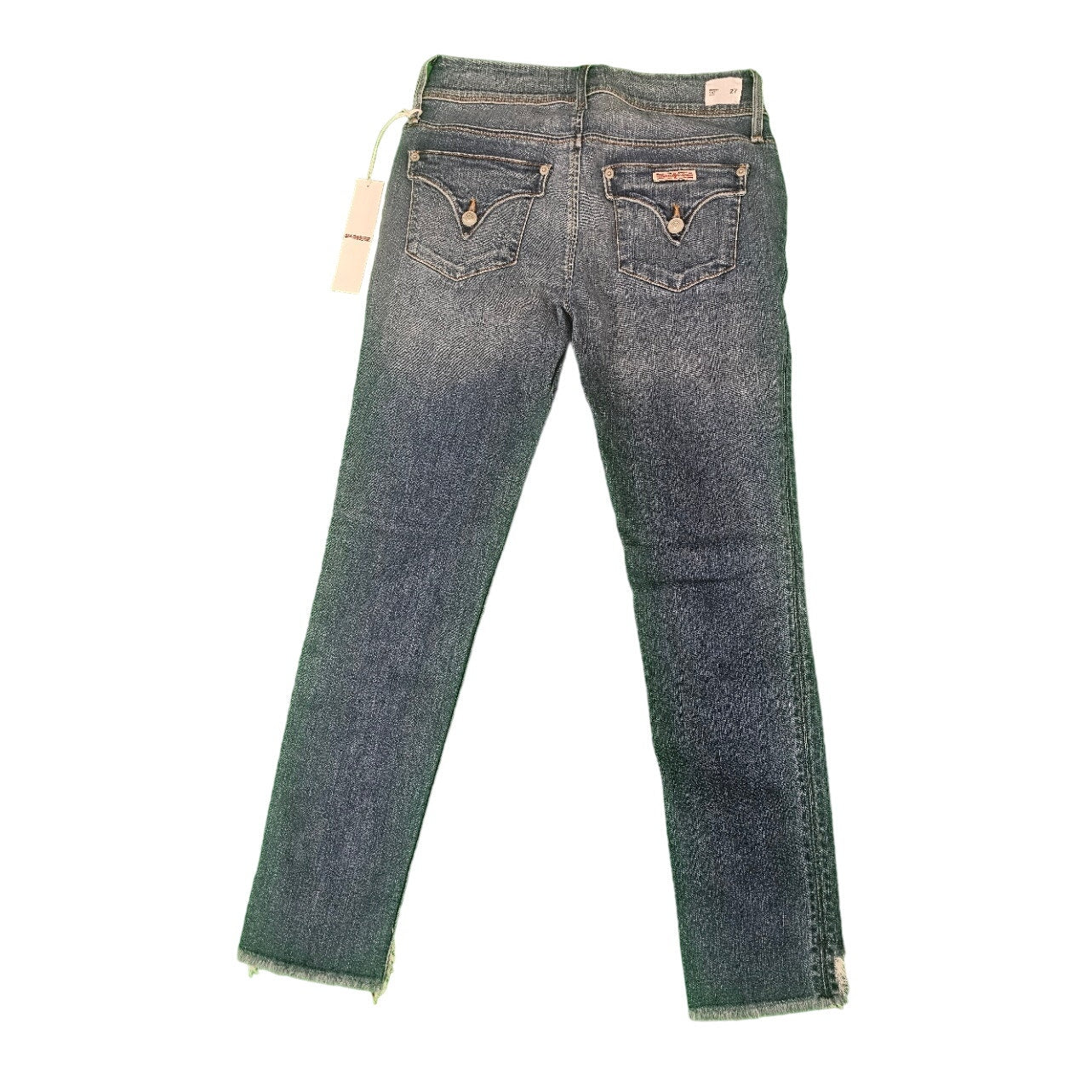 New Womens Hudson Jeans | 27 Mid-Rise Cat Skinny | Fringe Cut Out Bottom |  Blue